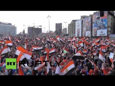 أنصار السِّيسي يحتفلون بفوزه برئاسة مصر في ميدان التَّحرير