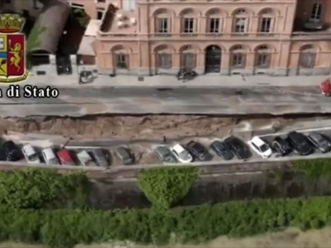 aerials of sinkhole in florence