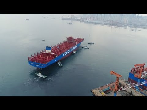 china starts construction of the countrys largest container ship
