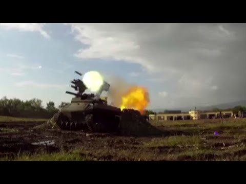 uran military vehicles unleash firepower during drills