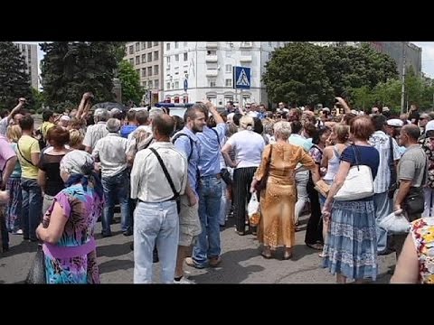 donetsk residents stage rare protest against rebel authority