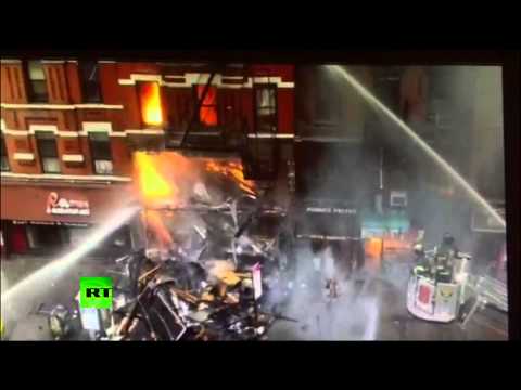 part of new york building collapse in east village
