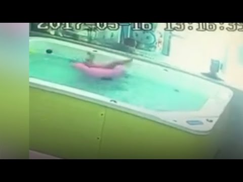 shocking moment unattended baby almost drowns