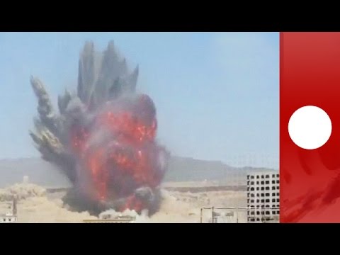 huge air strike throws smoke and flames into air in yemen