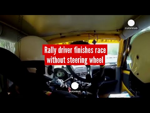 driver finishes race without steering wheel