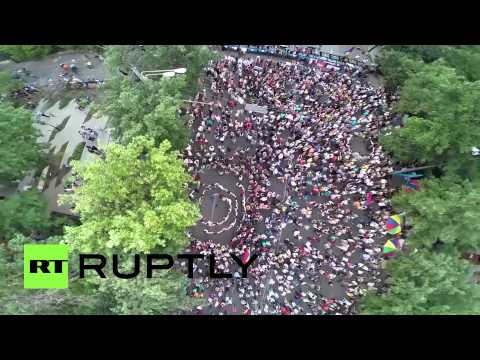 drone buzzes protesters in yerevan armenia