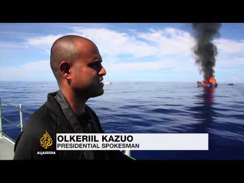 palau destroys fleet of illegal fishing vessels