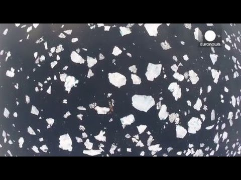 drone footage shows rapidly melting